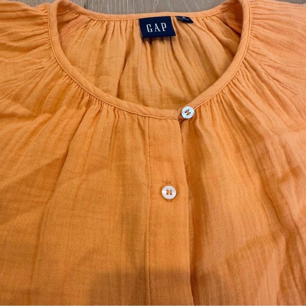 GAP Crinkle Gauze Boatneck Button Up Top Shorts Matching Set Cotton Size Small - Picture 8 of 10
